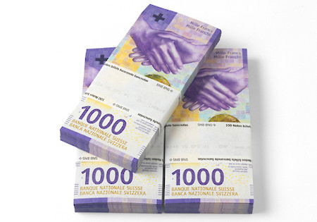 Notenbündel 1000-Franken-Note, drei, VS